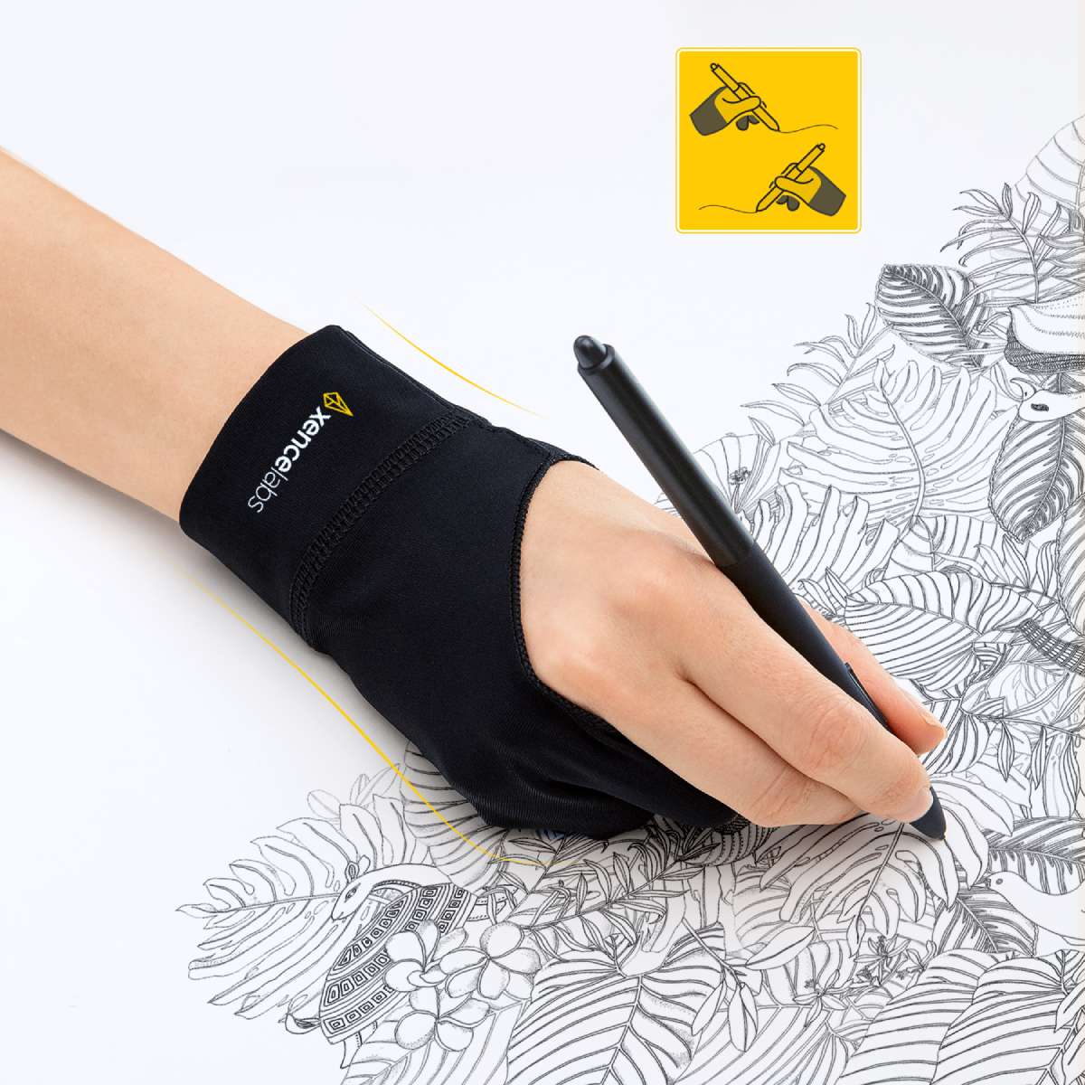 3 Pcs Two-Finger Artist Glove for Drawing Tablet (Good for Right